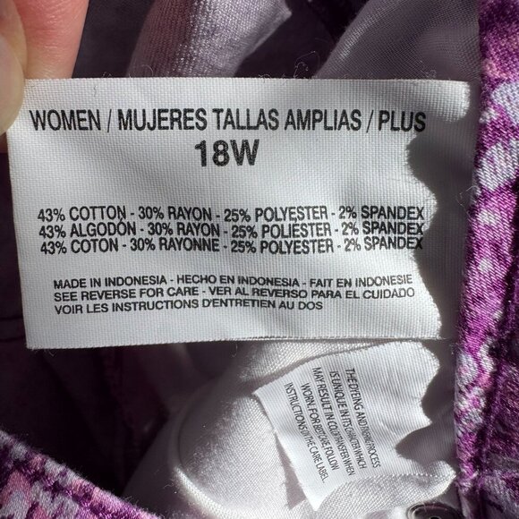 Nine West Jeans Womens Cigarette Fit Skinny Leg Pink Floral Capri Jean Pant 18W - Picture 10 of 11